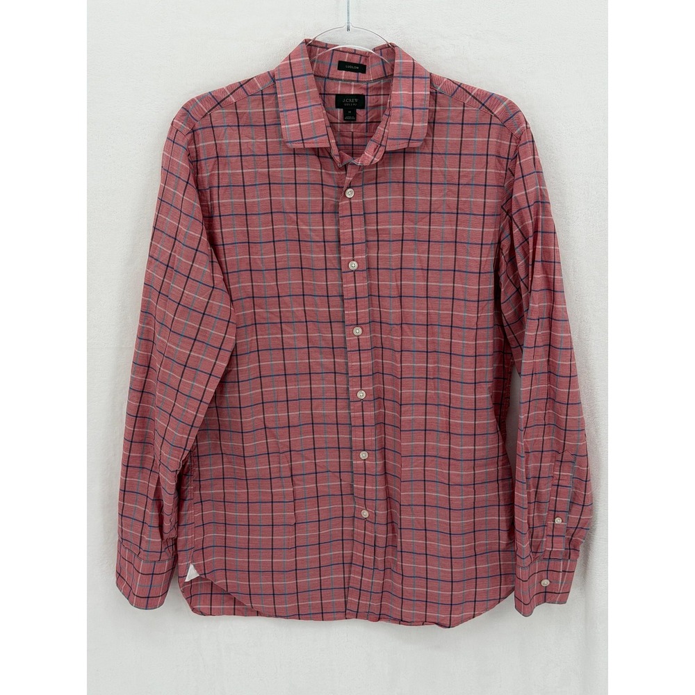 J Crew Shirt Men Medium Red Check Ludlow 120s 2-Ply Button Up 100% Cotton Preppy